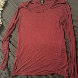 Burgundy/U-Neck/Long Sleeve/XL T-Shirt/Used